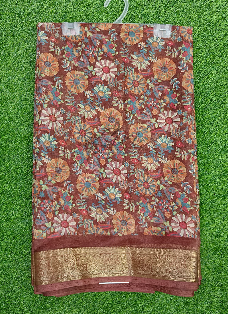 Lovely Printed Georgette Saree in Self Design