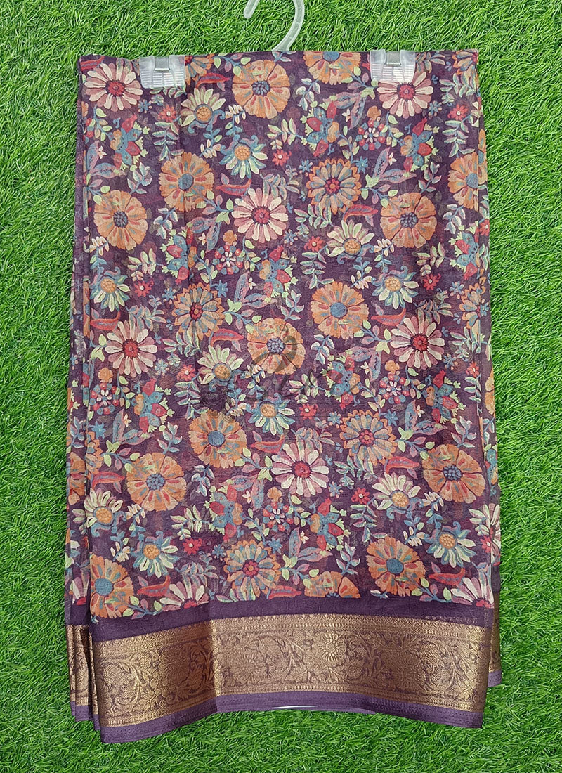 Lovely Printed Georgette Saree in Self Design