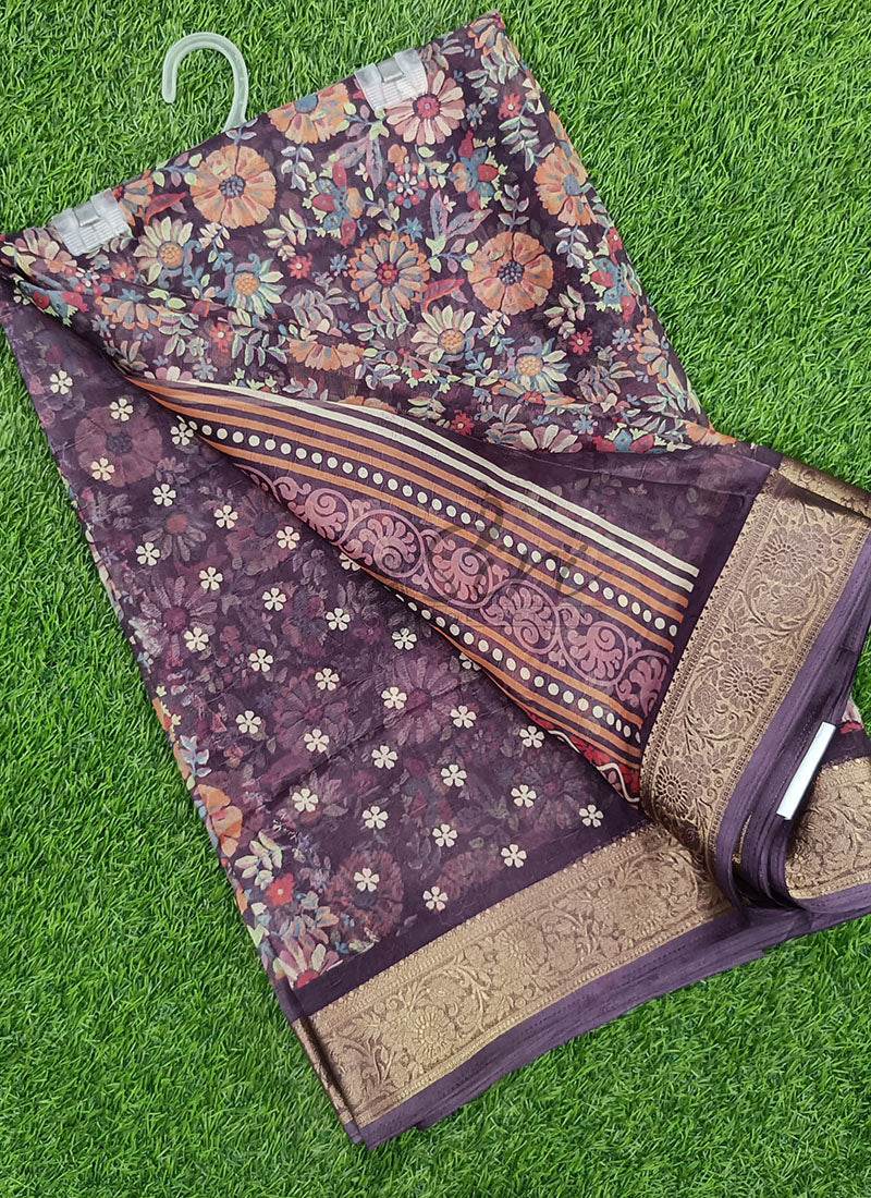 Lovely Printed Georgette Saree in Self Design