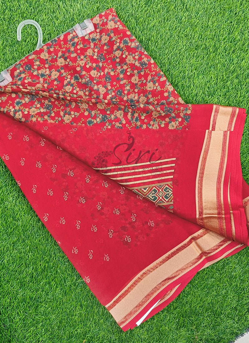 Beautiful Printed Moss Georgette Saree