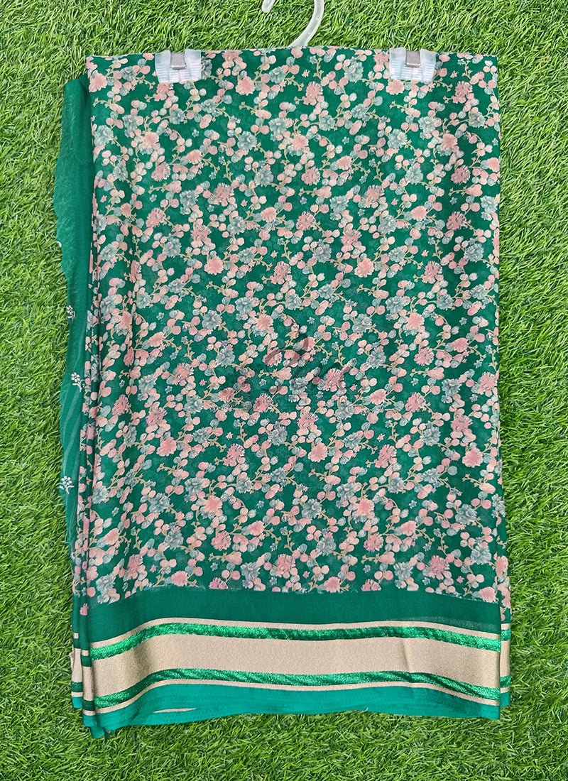Beautiful Printed Moss Georgette Saree