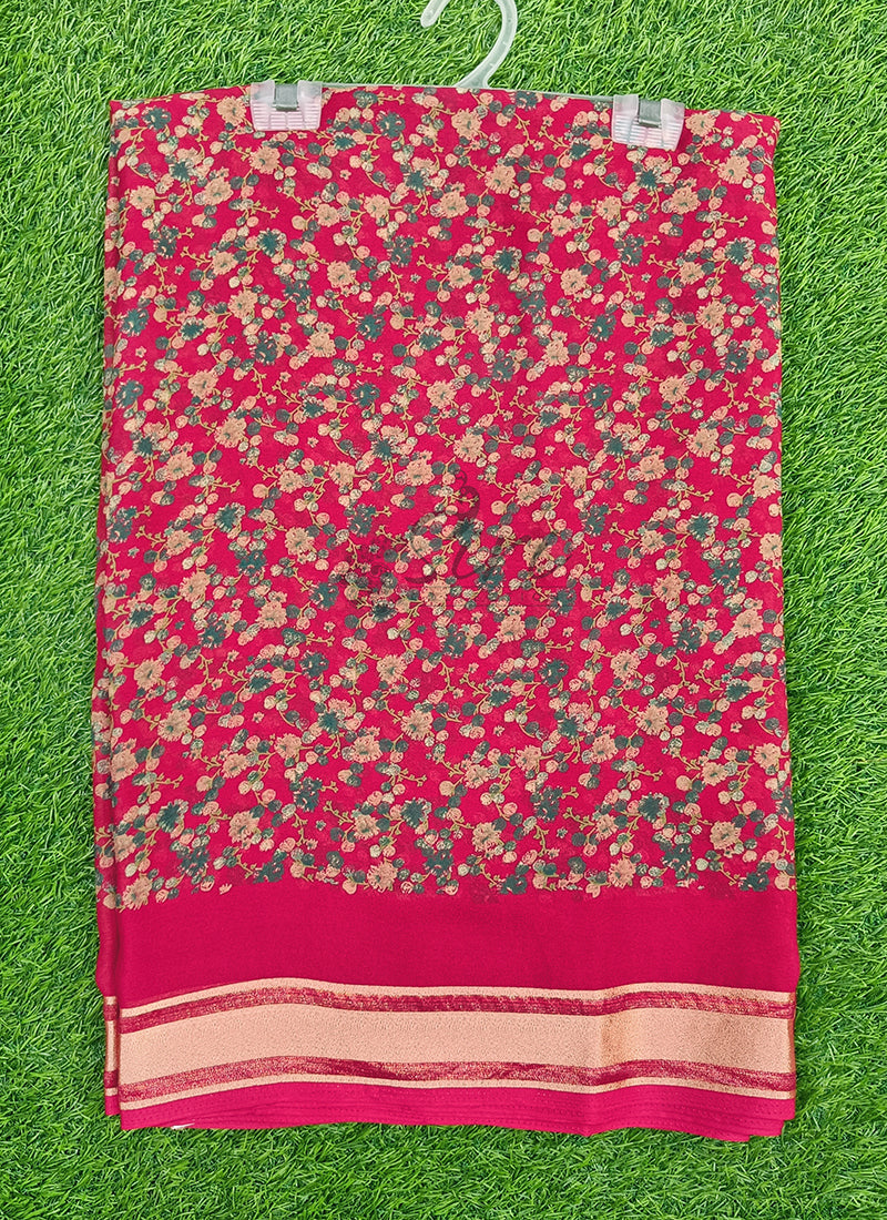 Beautiful Printed Moss Georgette Saree