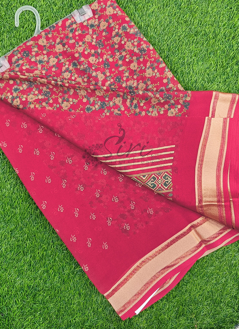 Beautiful Printed Moss Georgette Saree