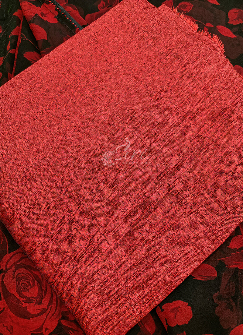 Beautiful Black Red Georgette Saree