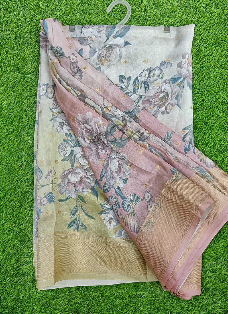 Lovely Digital Print Moss Georgette Saree