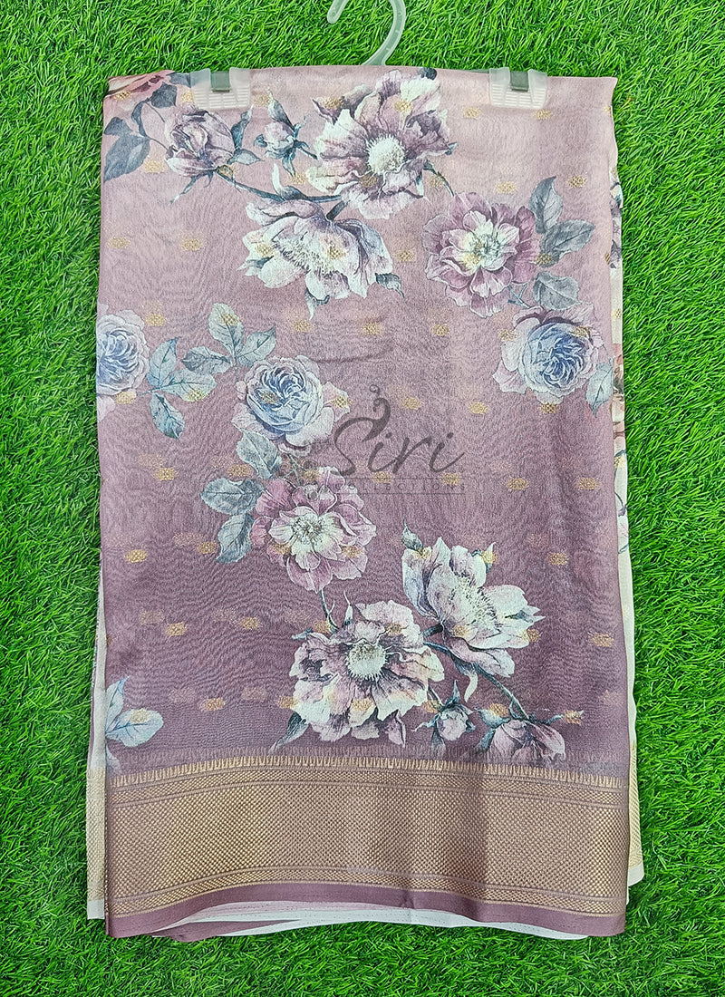 Lovely Digital Print Moss Georgette Saree