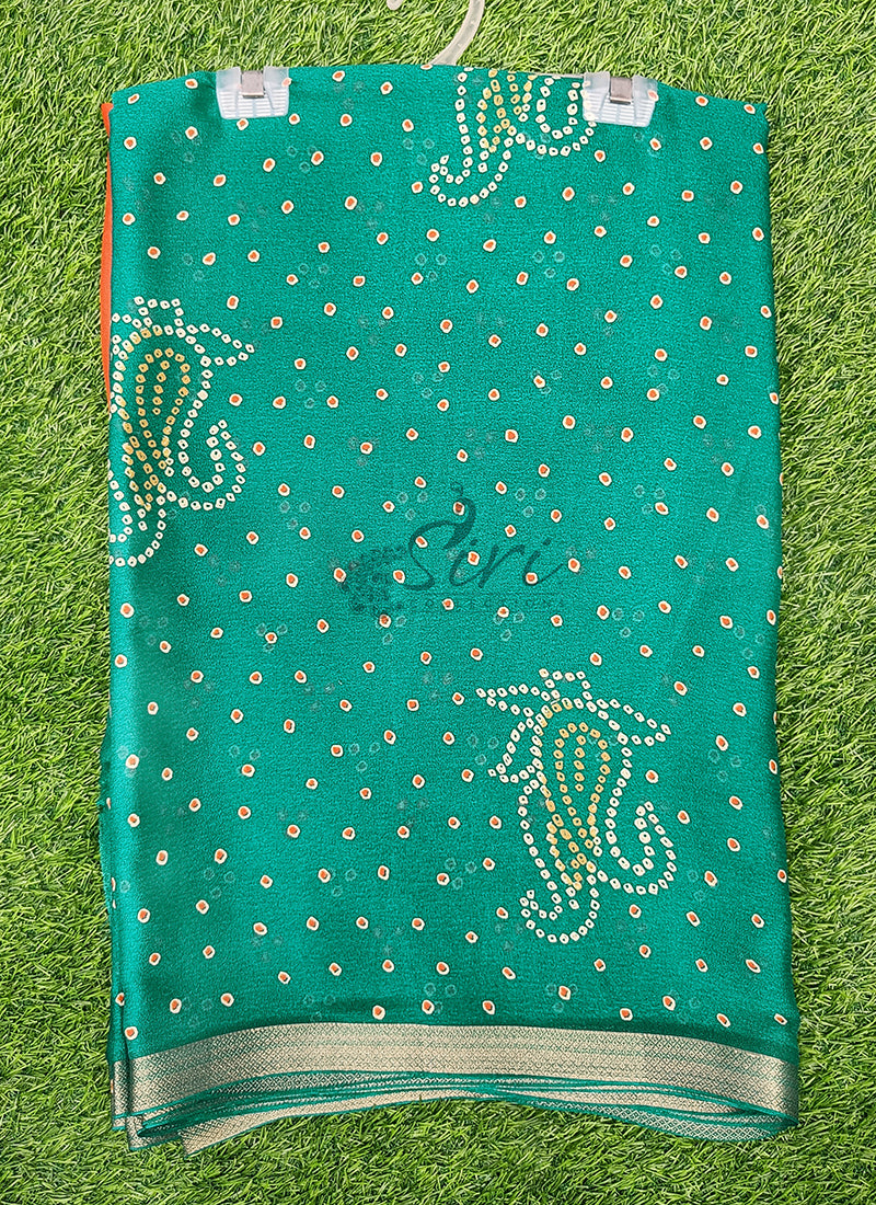 Beautiful Printed Moss Georgette Saree