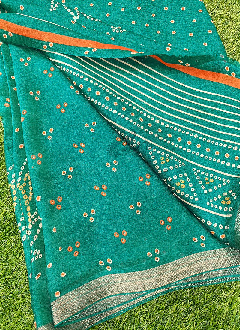 Beautiful Printed Moss Georgette Saree