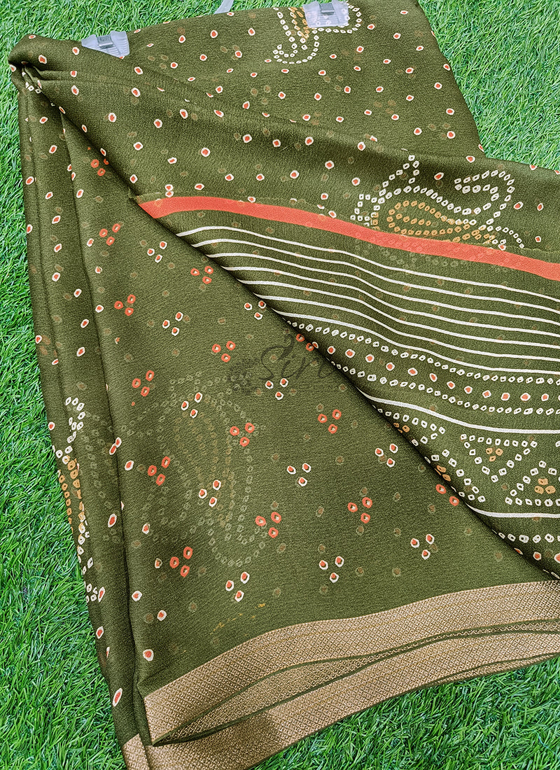 Beautiful Printed Moss Georgette Saree