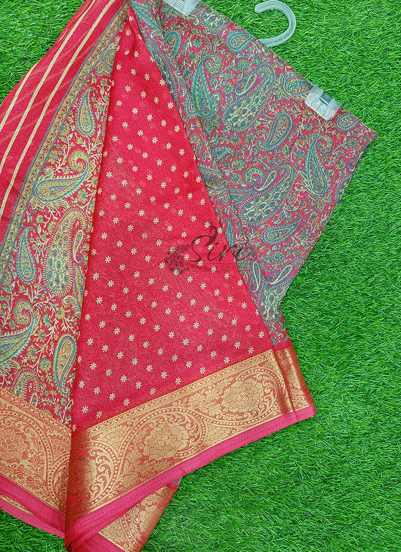 Beautiful Printed Moss Georgette Saree