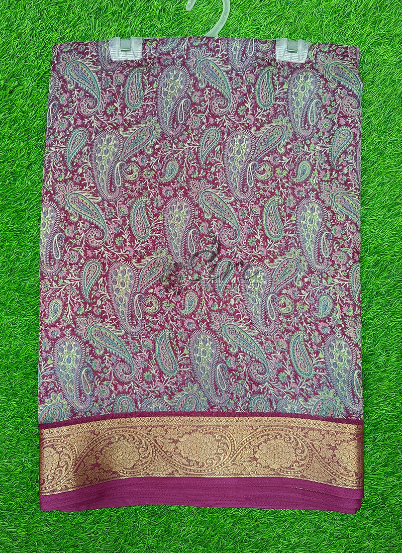 Beautiful Printed Moss Georgette Saree