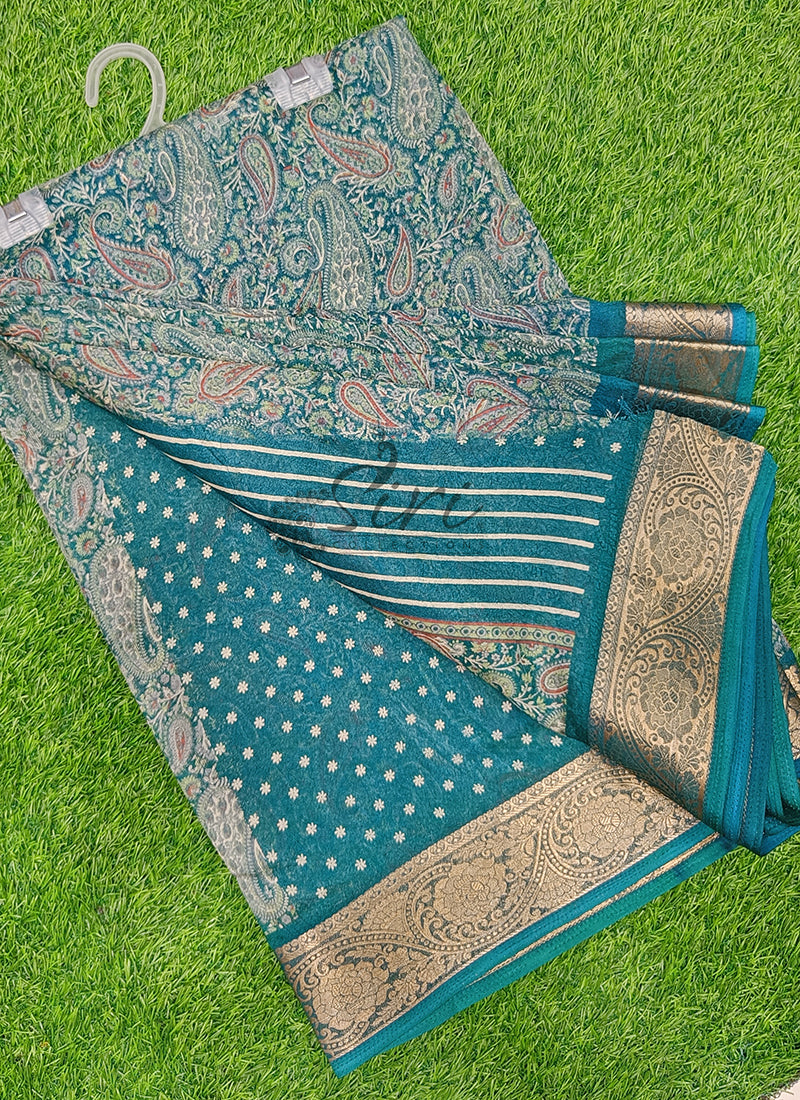 Beautiful Printed Moss Georgette Saree