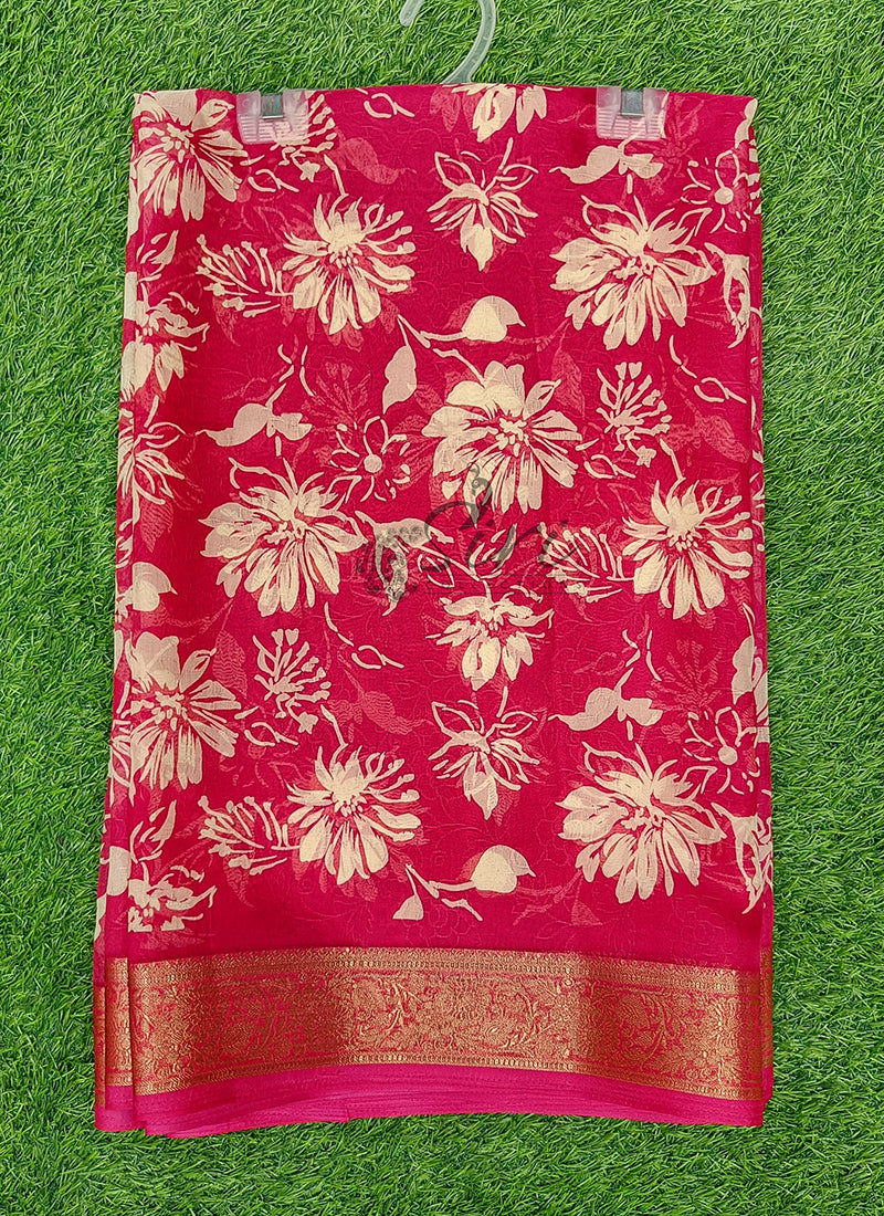 Lovely Printed Georgette Saree in Self Design