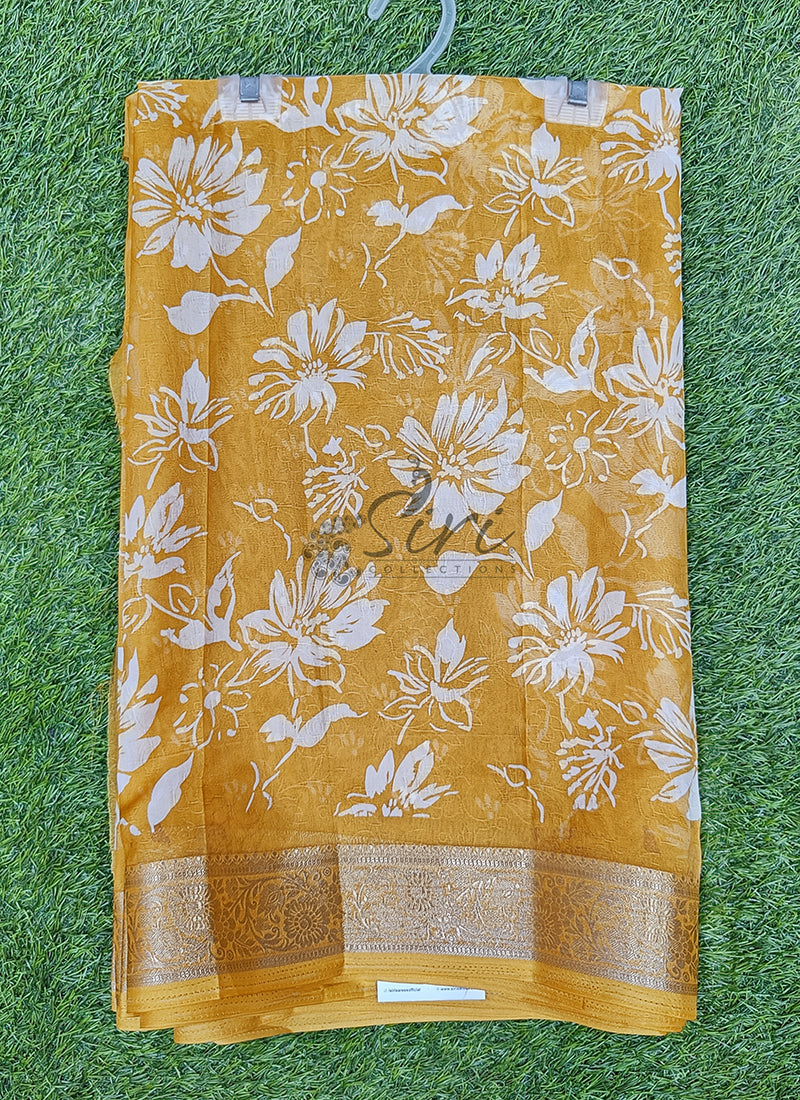 Lovely Printed Georgette Saree in Self Design