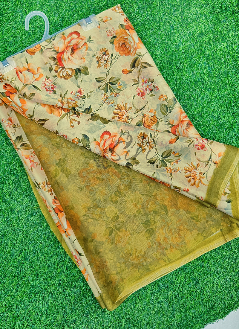 Beautiful Digital Print Crepe Georgette Saree