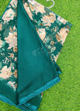 Printed Georgette Saree in Small Fancy Crochet Lace