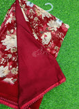 Printed Georgette Saree in Small Fancy Crochet Lace