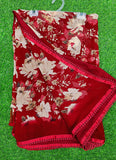 Printed Georgette Saree in Small Fancy Crochet Lace