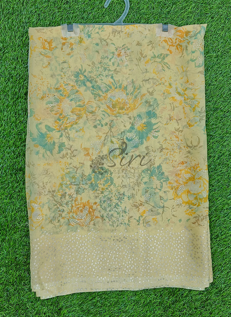 Lovely Pastel Shade Georgette Saree in Foil Print