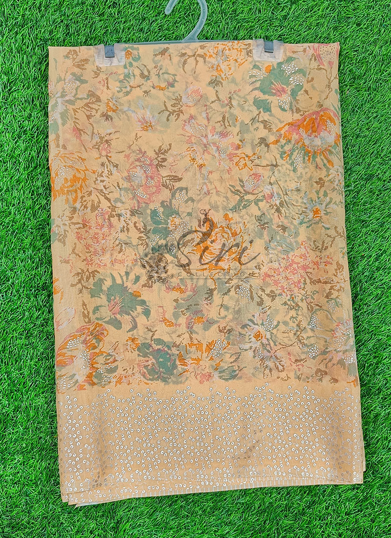 Lovely Pastel Shade Georgette Saree in Foil Print