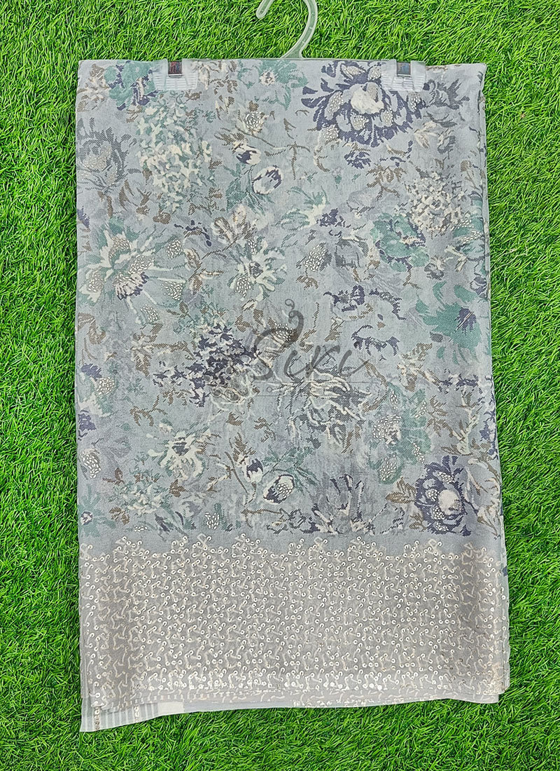 Lovely Pastel Shade Georgette Saree in Foil Print