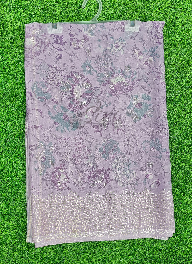 Lovely Pastel Shade Georgette Saree in Foil Print