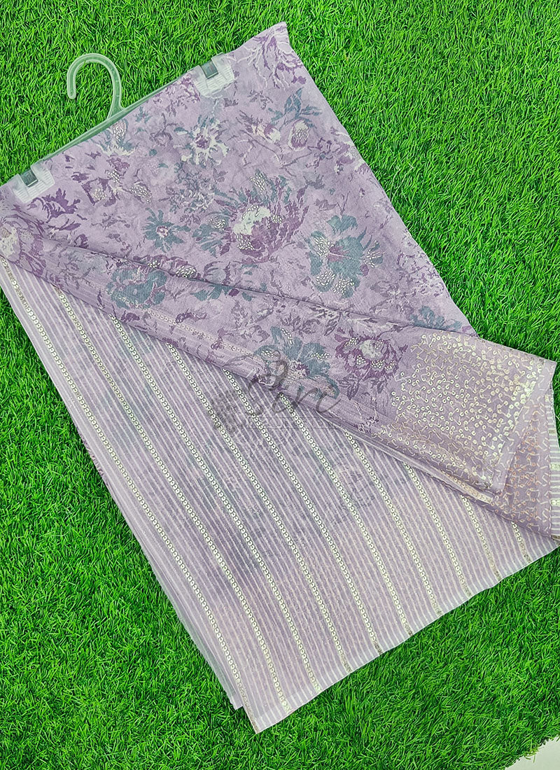 Lovely Pastel Shade Georgette Saree in Foil Print
