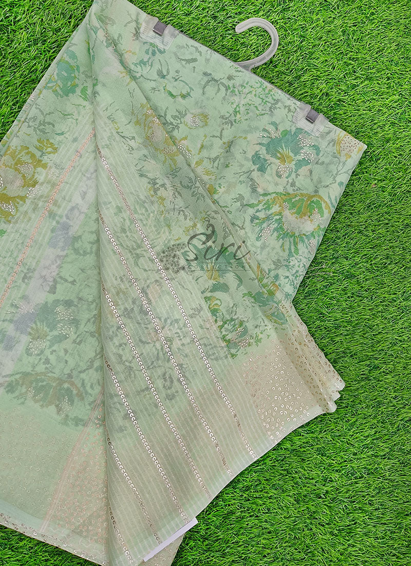Lovely Pastel Shade Georgette Saree in Foil Print