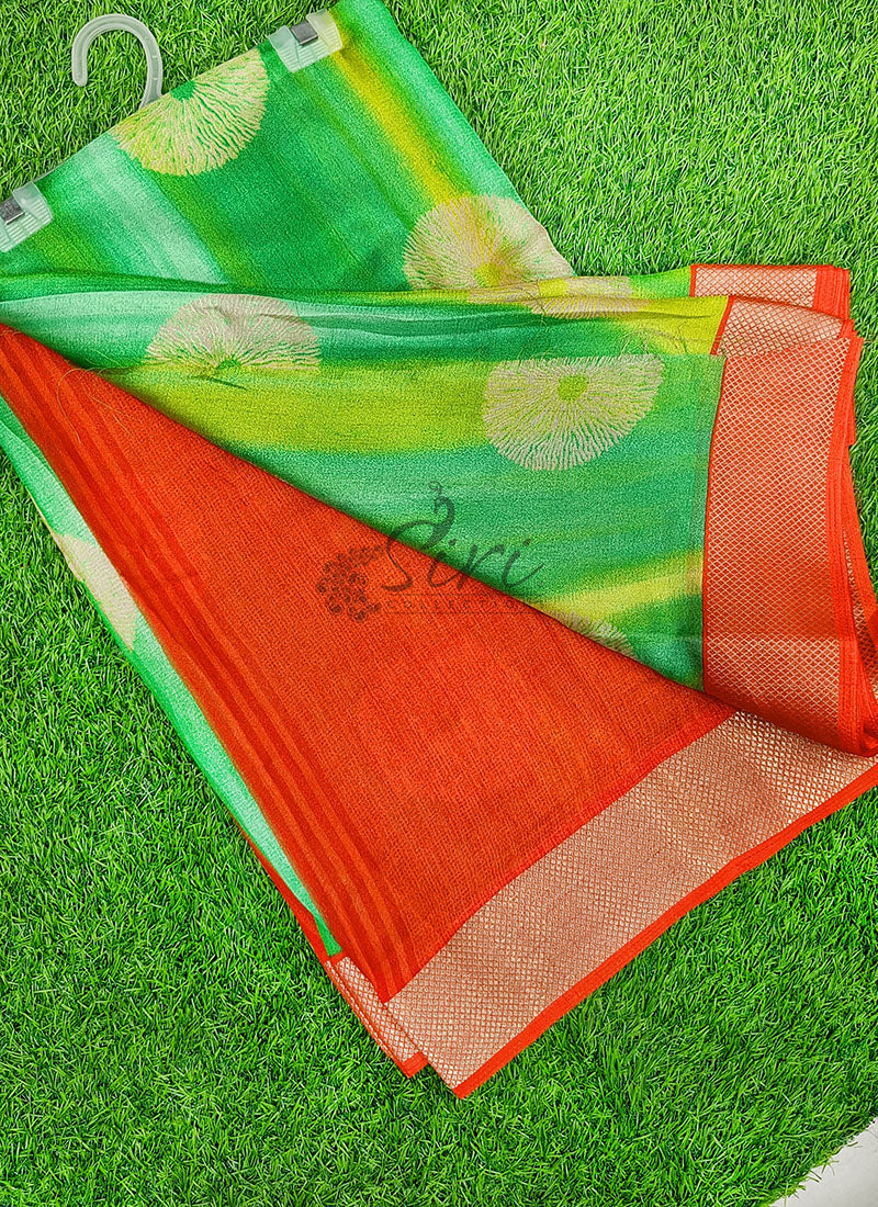 Vibrant Moss Georgette Saree