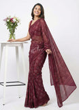 Lovely Georgette Saree in Self Shimmer Stripes