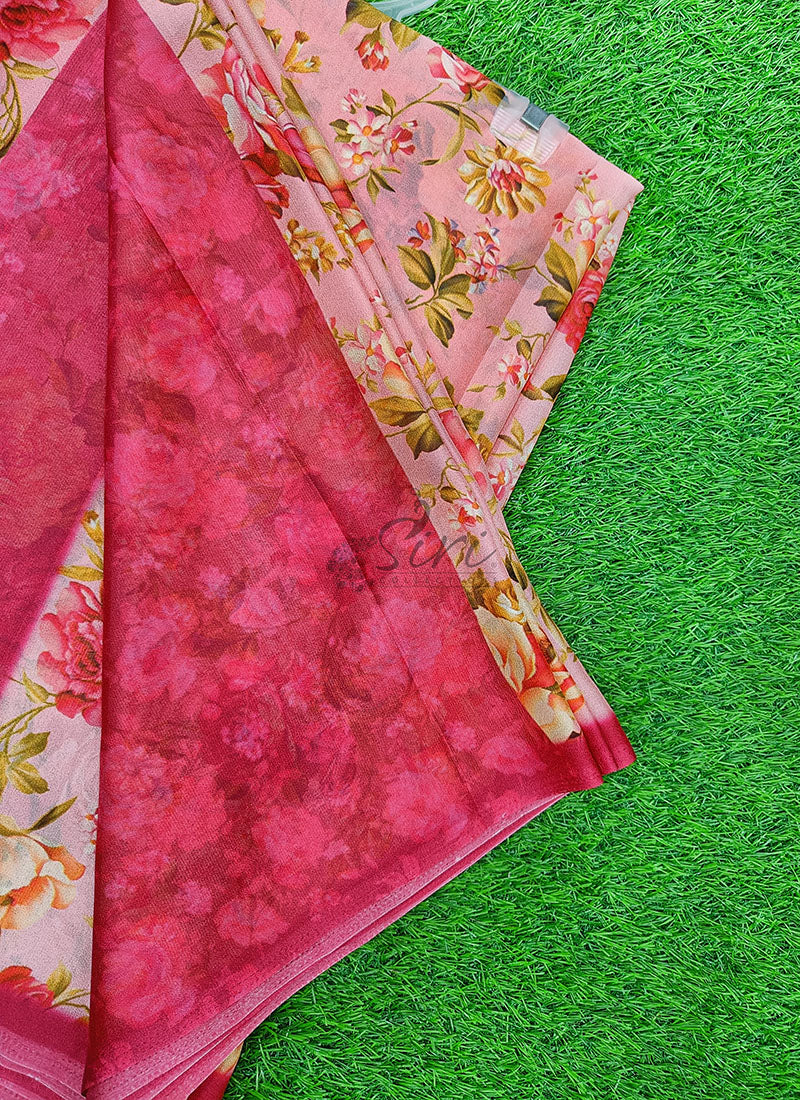 Beautiful Digital Print Crepe Georgette Saree