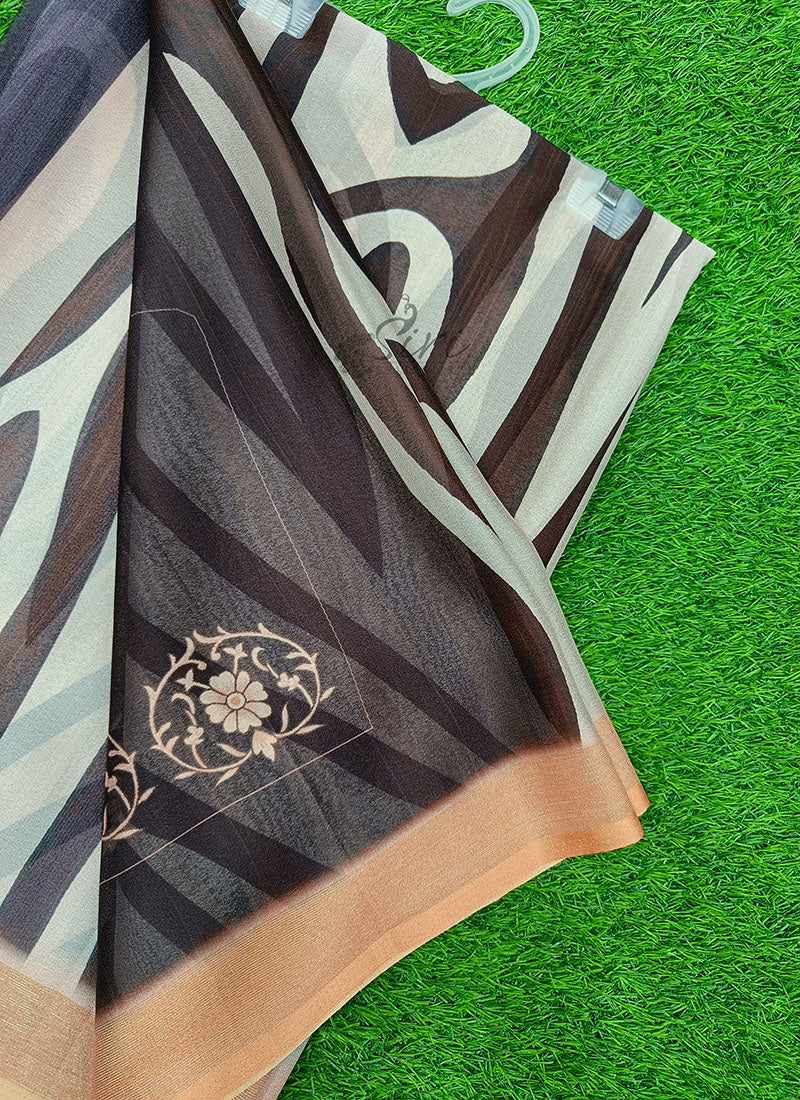 Beautiful Digital Print Crepe Georgette Saree