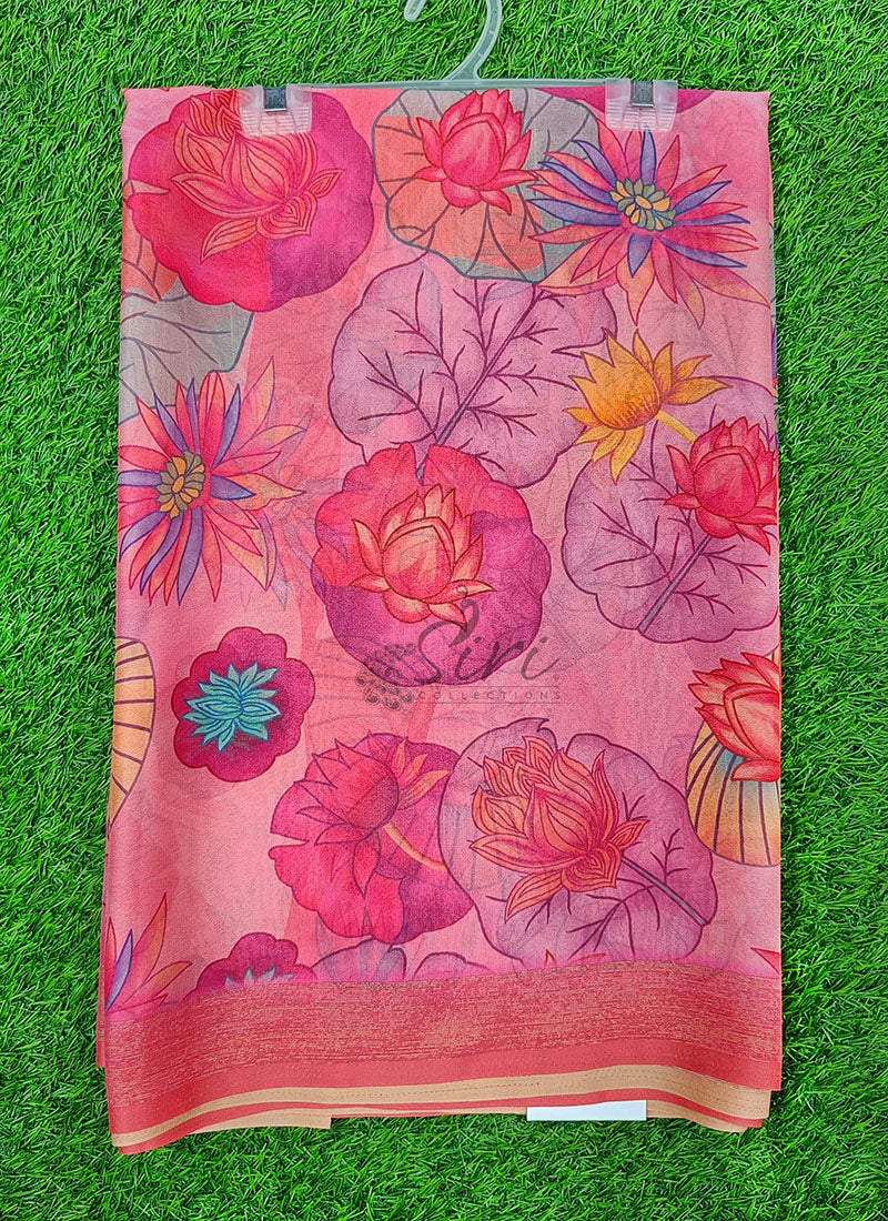 Beautiful Digital Print Crepe Georgette Saree