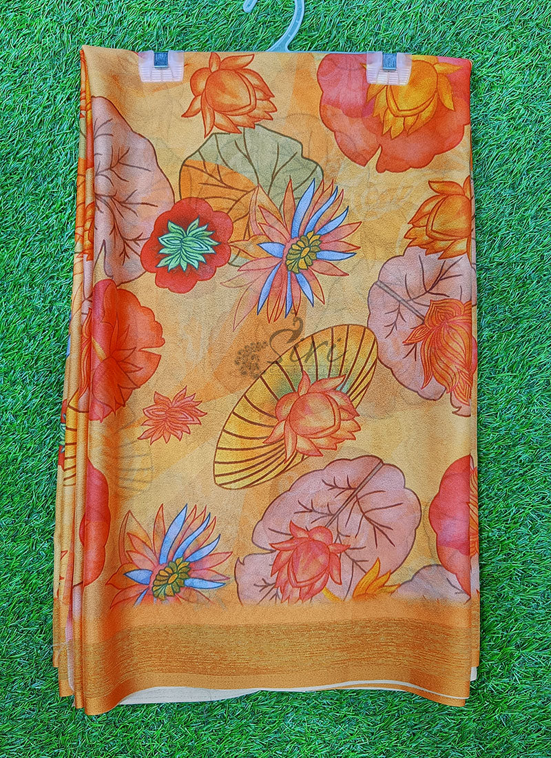 Beautiful Digital Print Crepe Georgette Saree