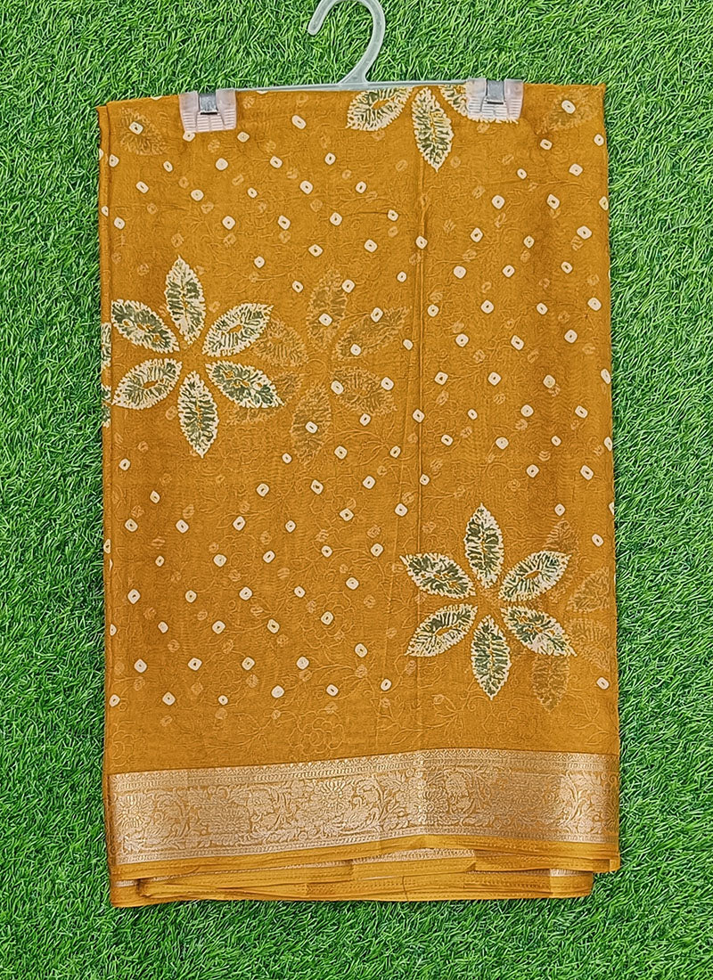 Lovely Printed Georgette Saree in Self Design