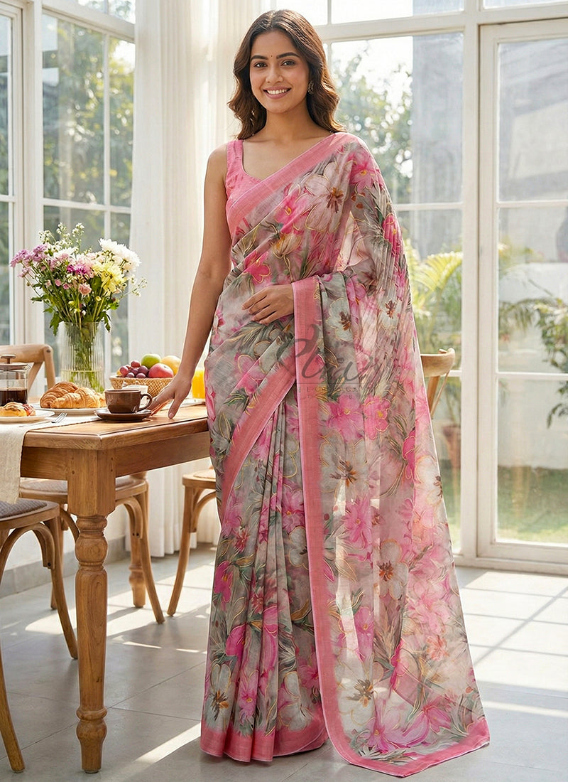 Beautiful Digital Print Crepe Georgette Saree