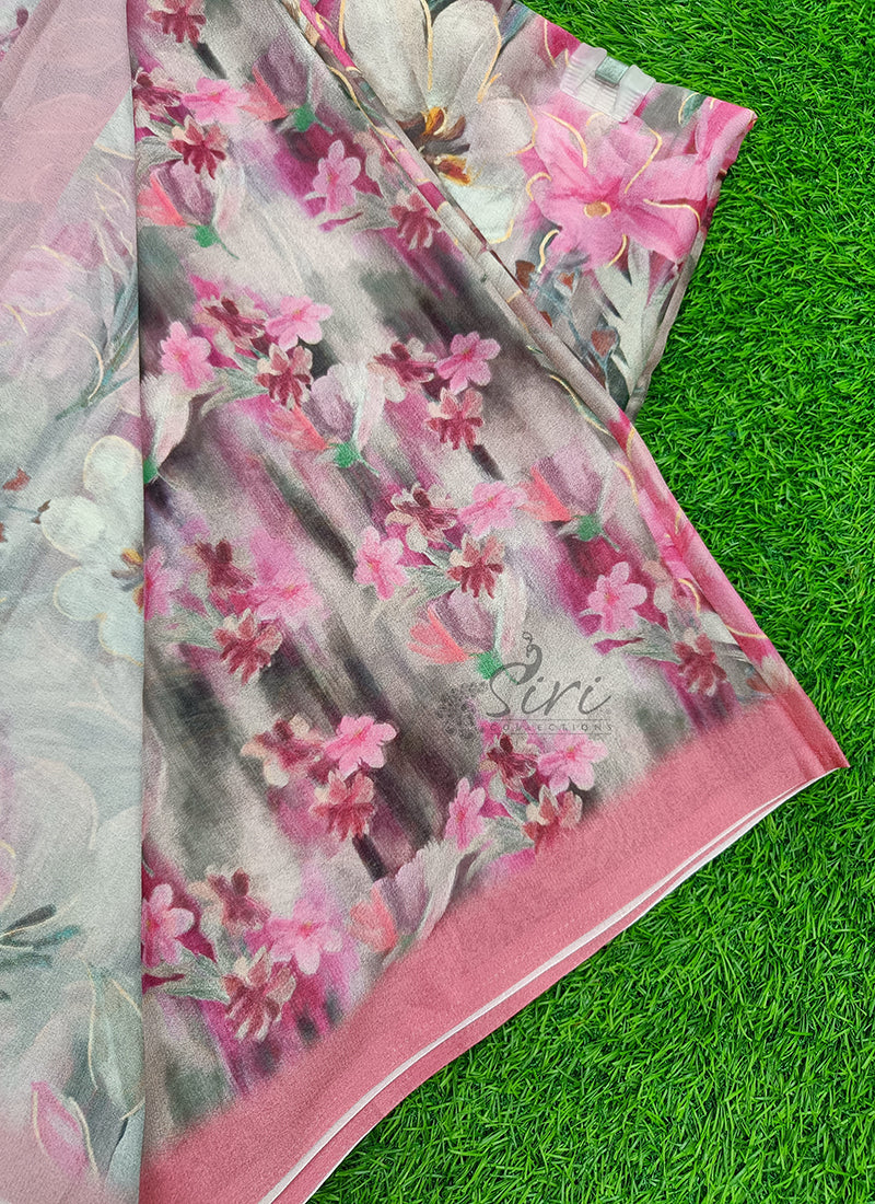 Beautiful Digital Print Crepe Georgette Saree
