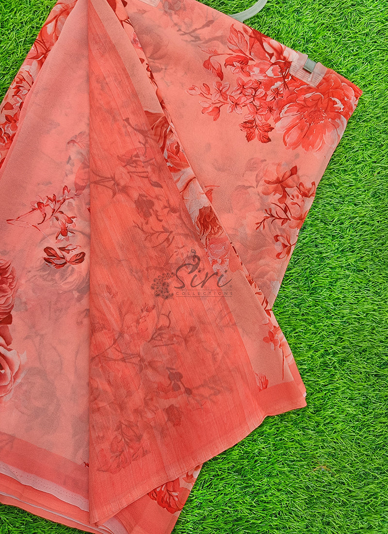 Lovely Digital Print Georgette Saree