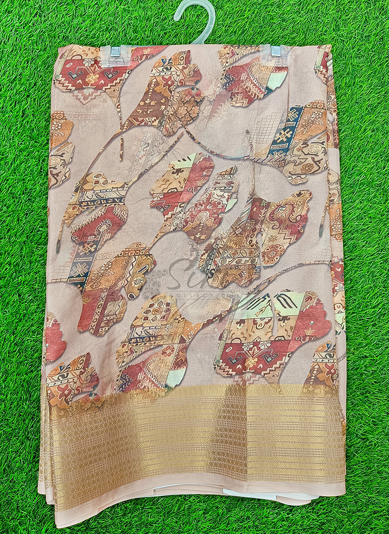 Lovely Digital Print Moss Georgette Saree