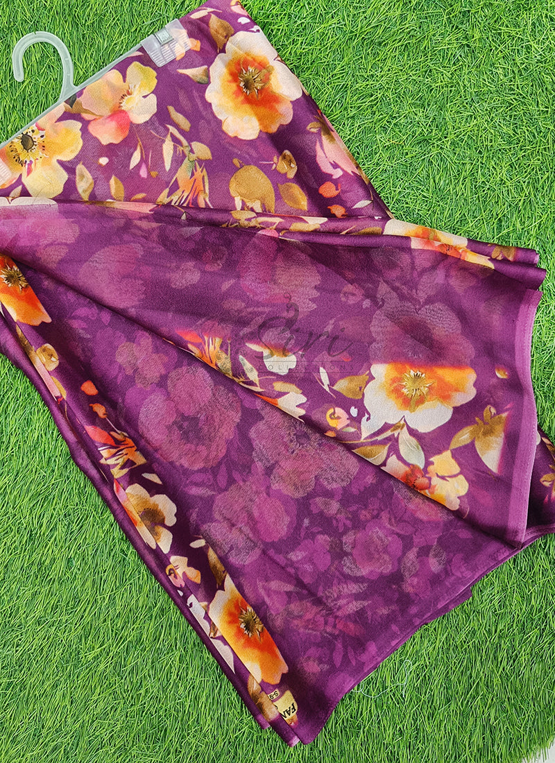 Beautiful Digital Print Crepe Georgette Saree
