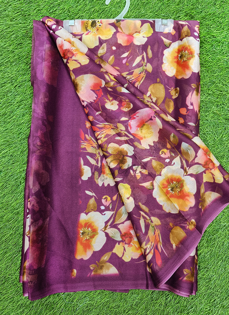 Beautiful Digital Print Crepe Georgette Saree