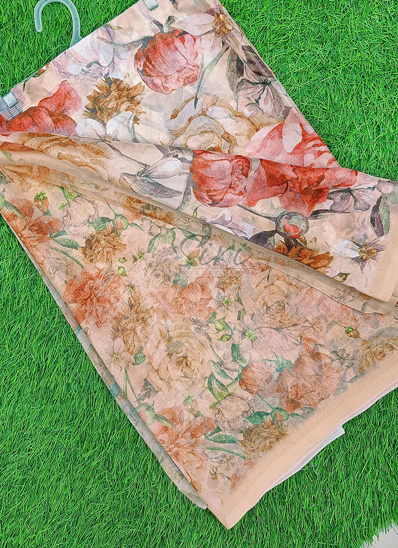 Beautiful Digital Print Crepe Georgette Saree