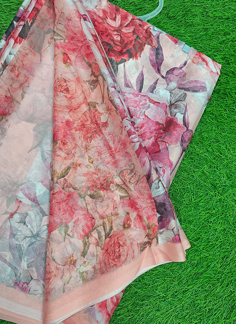 Beautiful Digital Print Crepe Georgette Saree