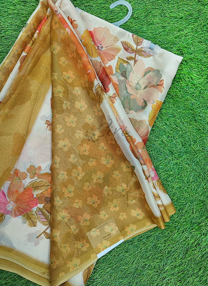 Beautiful Digital Print Crepe Georgette Saree