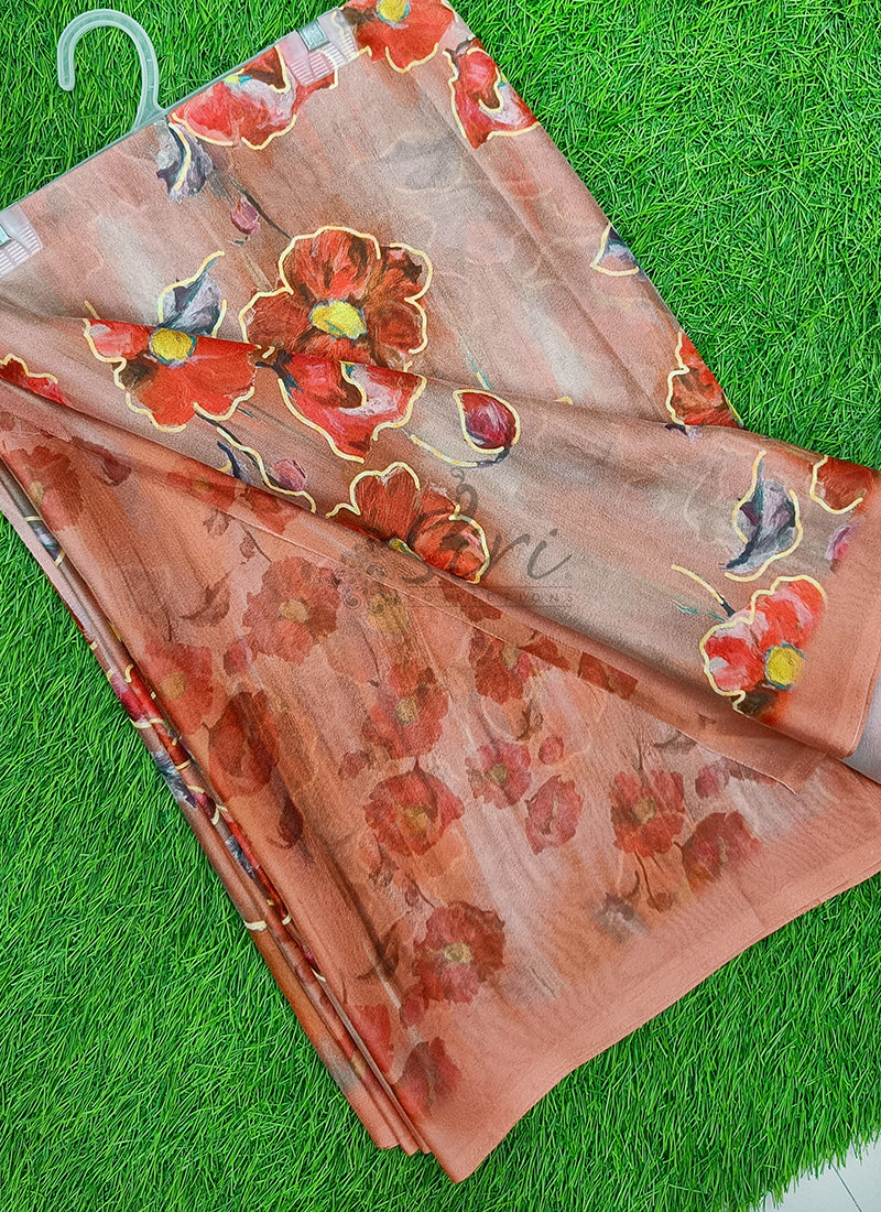 Beautiful Digital Print Crepe Georgette Saree