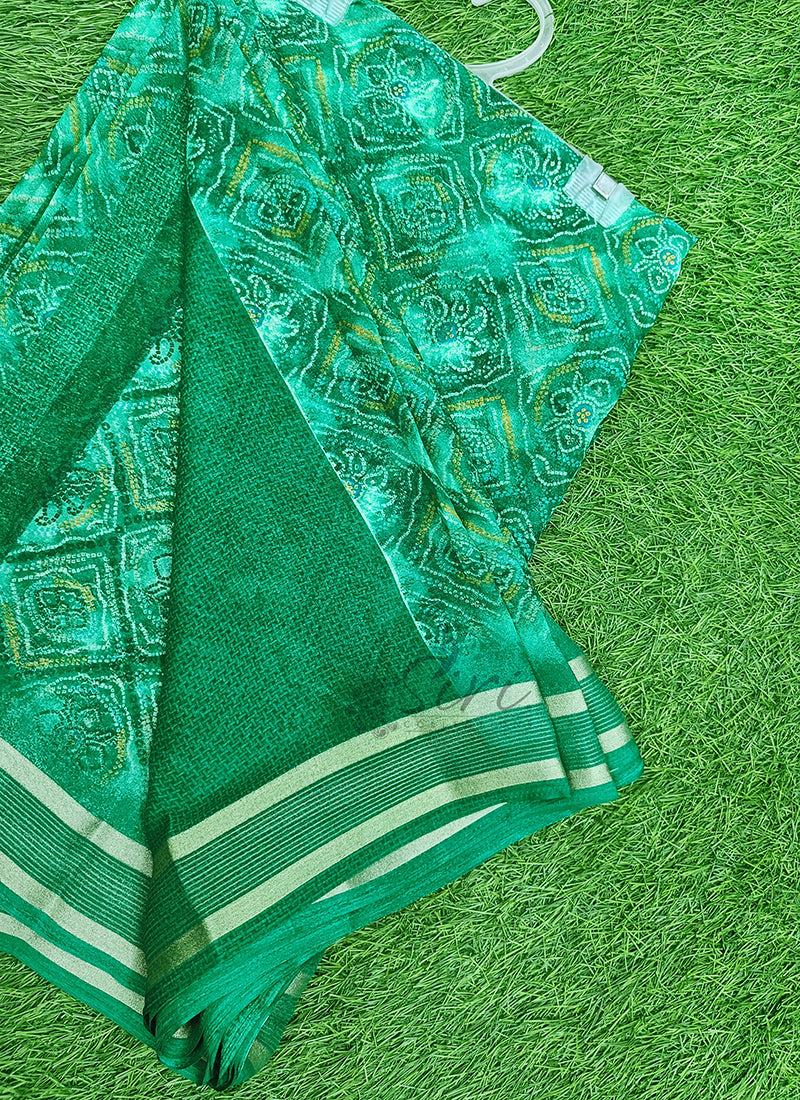 Lovely Printed Moss Georgette Saree
