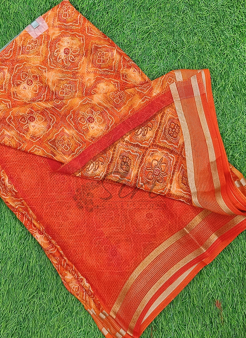 Lovely Printed Moss Georgette Saree