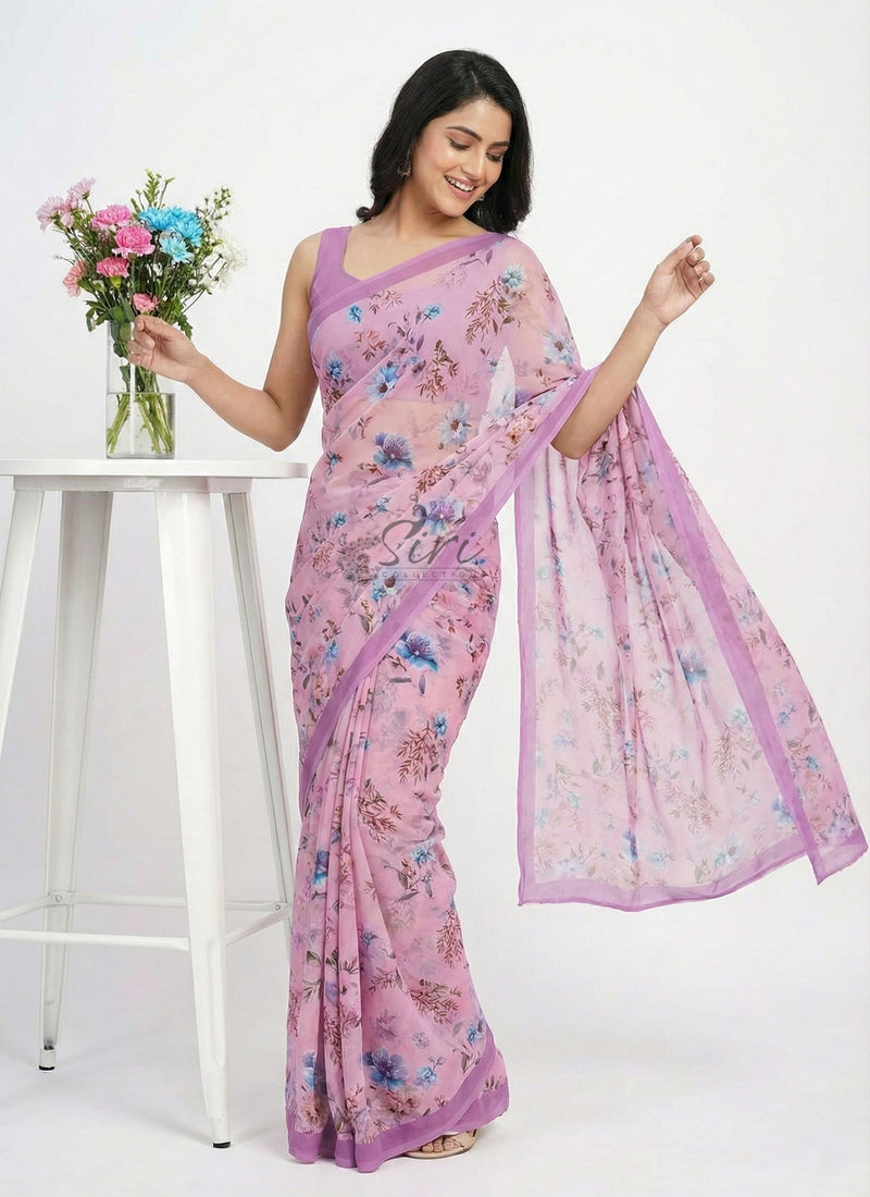 Lovely Digital Print Georgette Saree