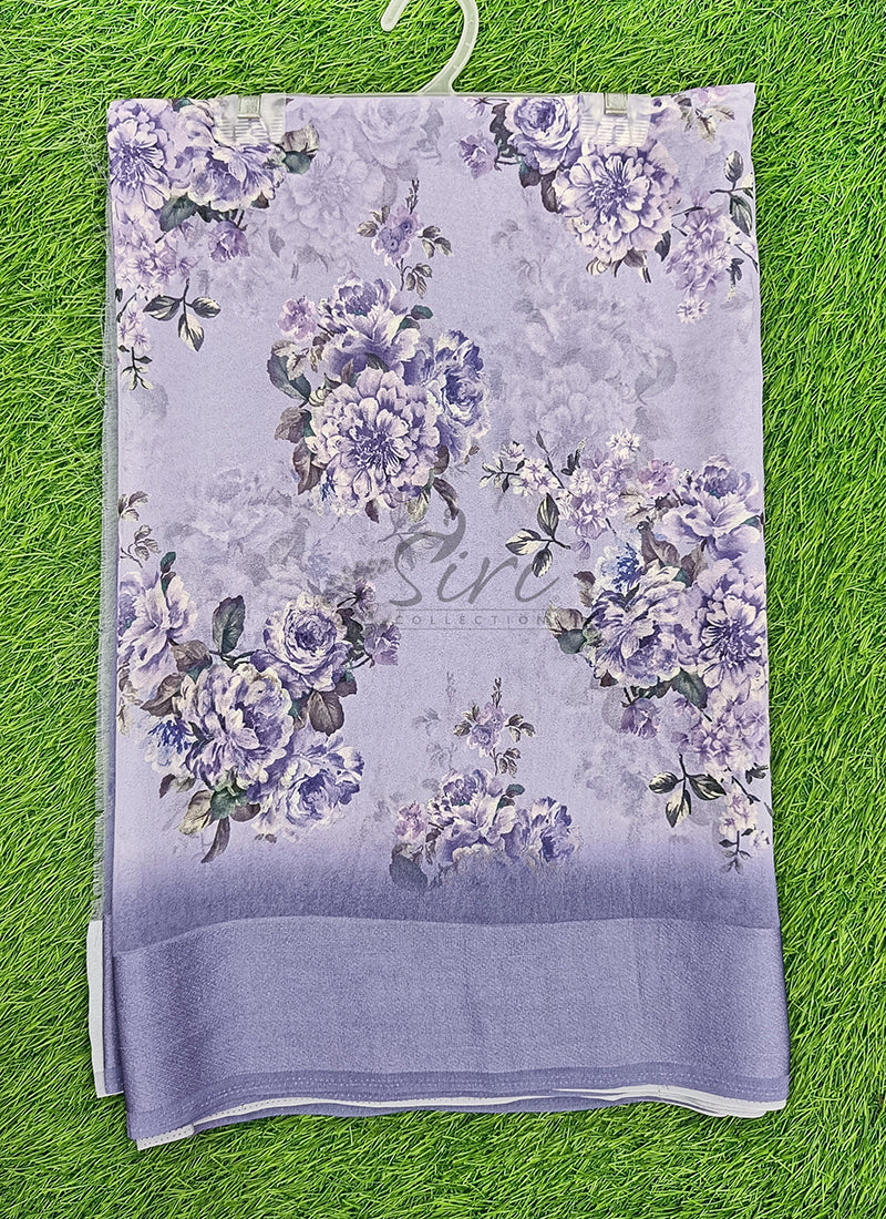 Lovely Digital Print Georgette Saree in Satin Borders