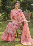 Lovely Digital Print Georgette Saree in Satin Borders